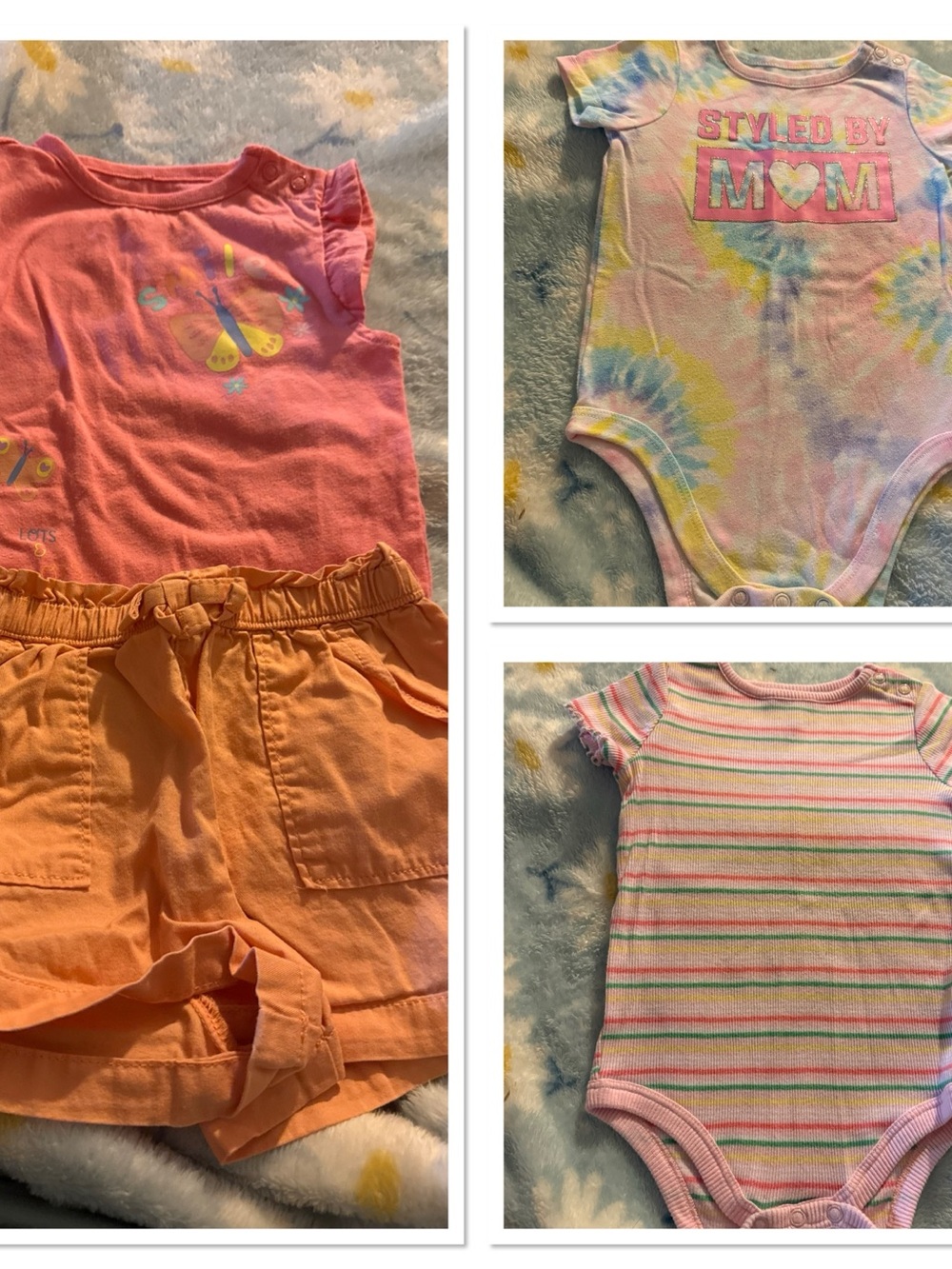 Garanimals Baby Girls Size 18 months Clothes 3 Bodysuits 1 Shorts Mix & Match
